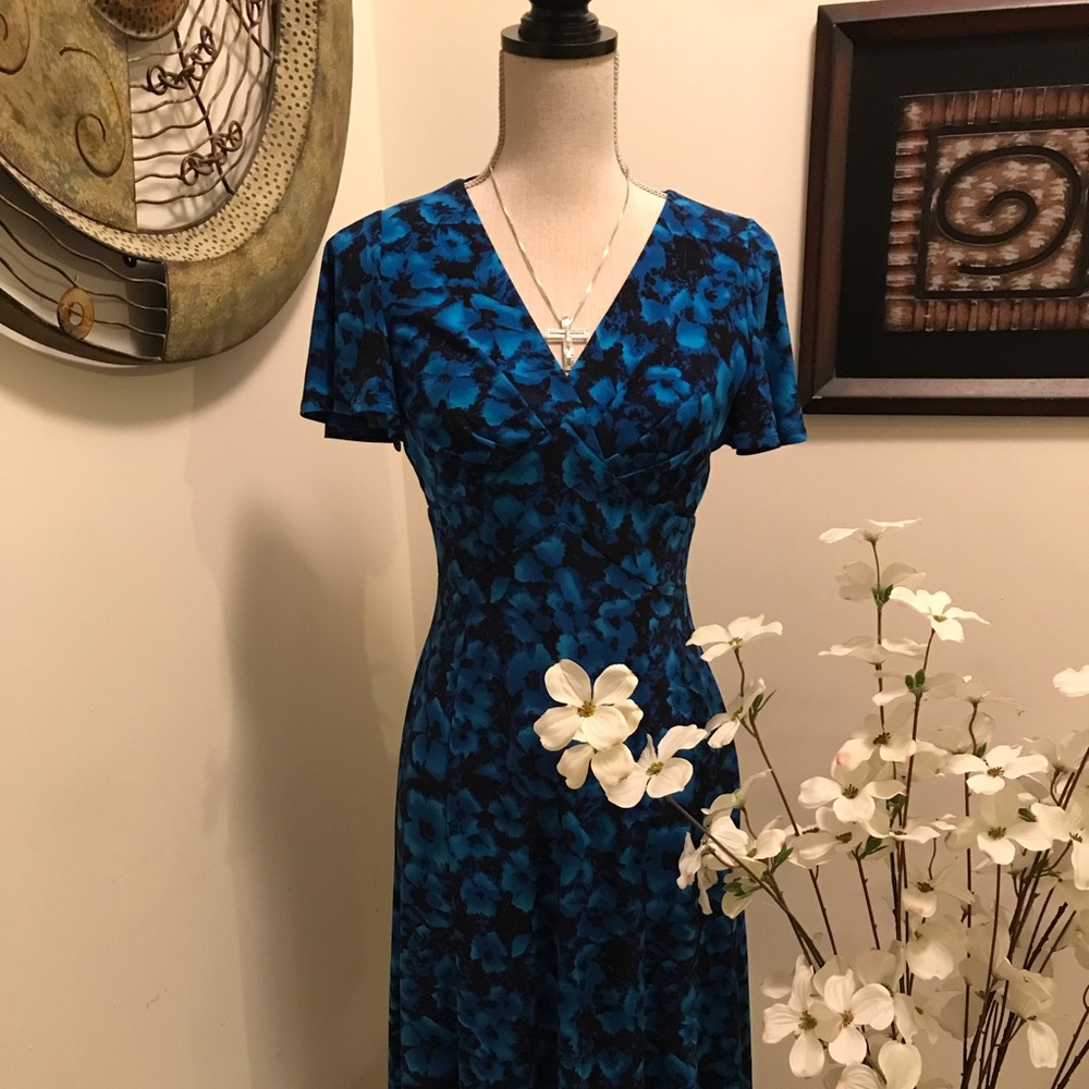 Blue floral print Chaps dress